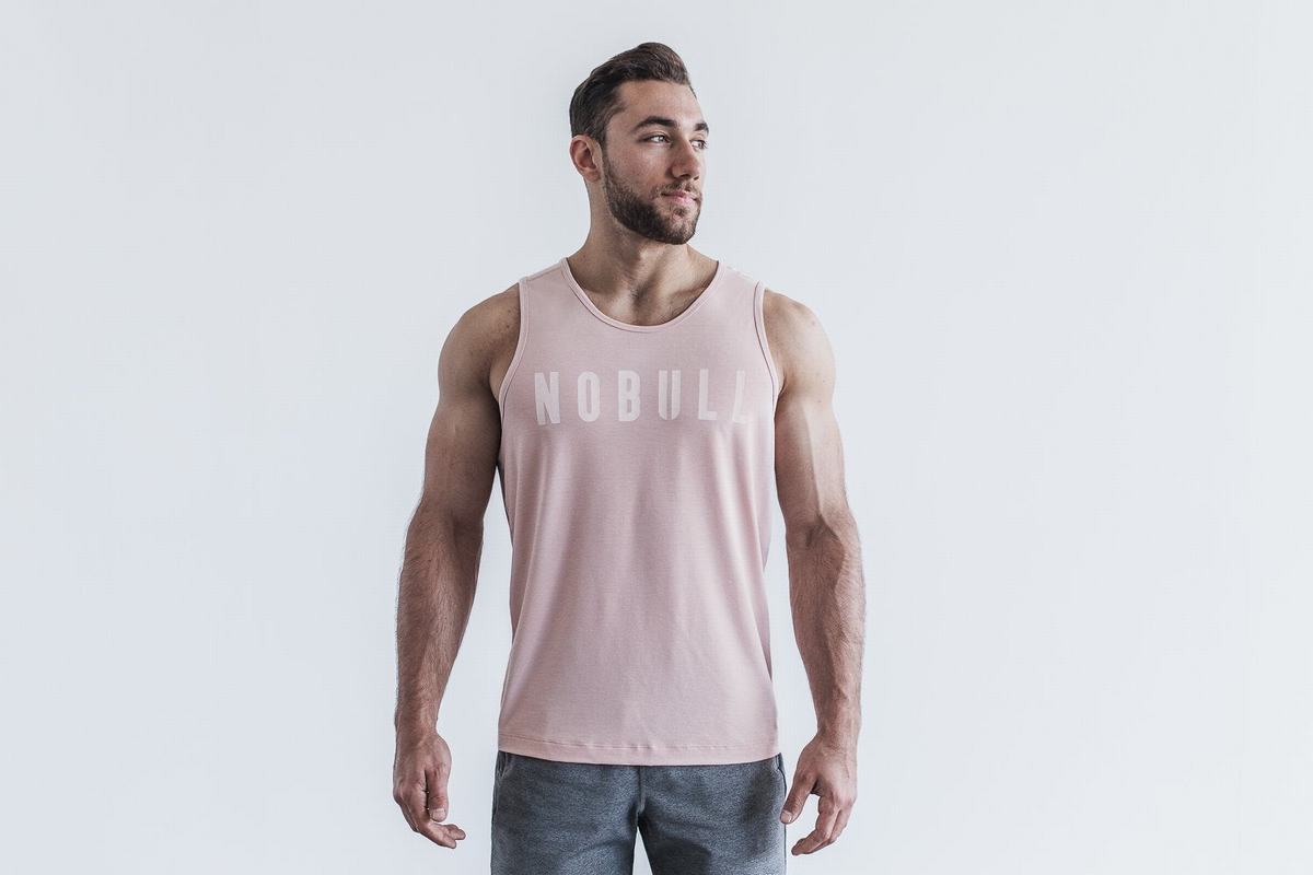 Nobull Men's Tank Tops Rose | Australia (QY3592)